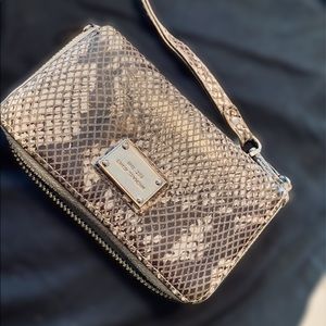 MK Logo snake skin wallet